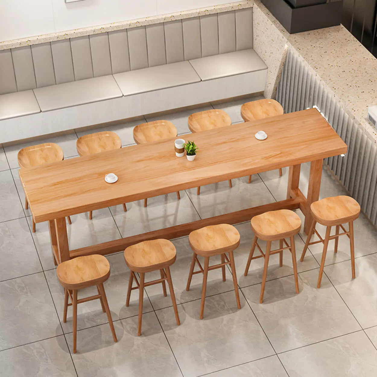Minimalist Wood Bar Table with Footrest — Table Only