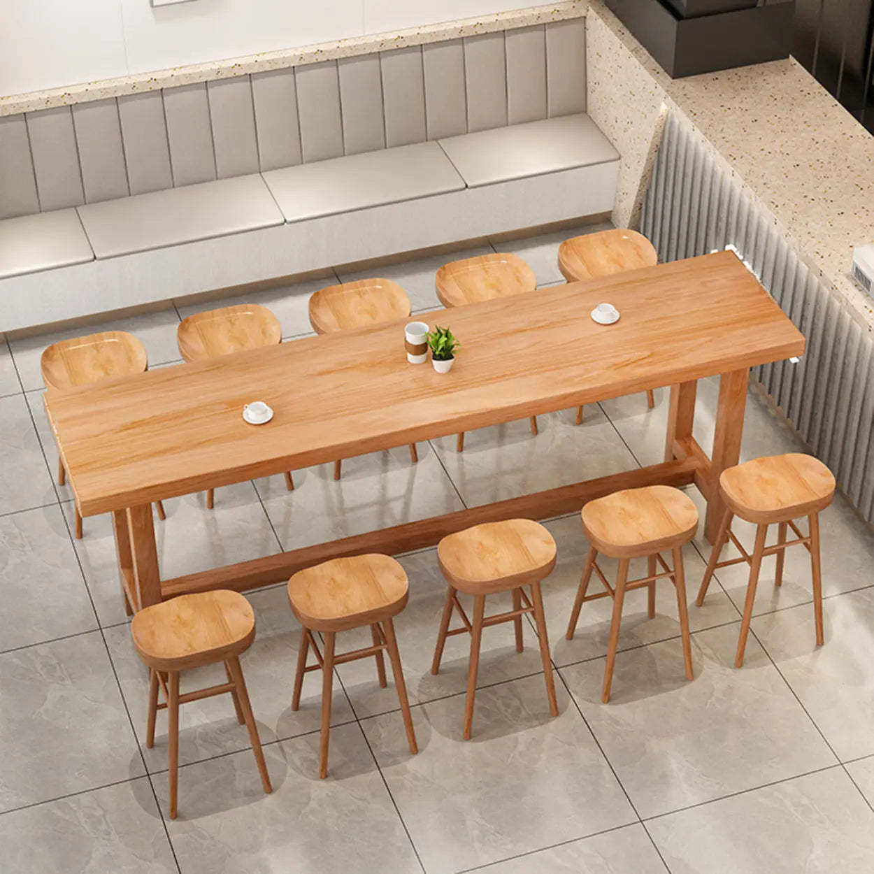 Minimalist Wood Bar Table with Footrest — Table Only