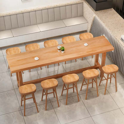 Minimalist Wood Bar Table with Footrest — Table Only