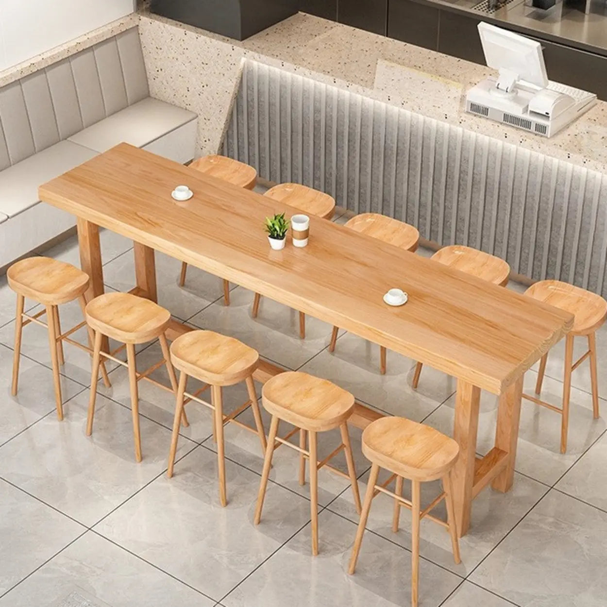 Minimalist Wood Bar Table with Footrest — Table Only