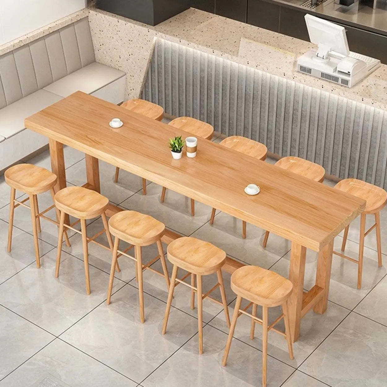 Minimalist Wood Bar Table with Footrest — Table Only