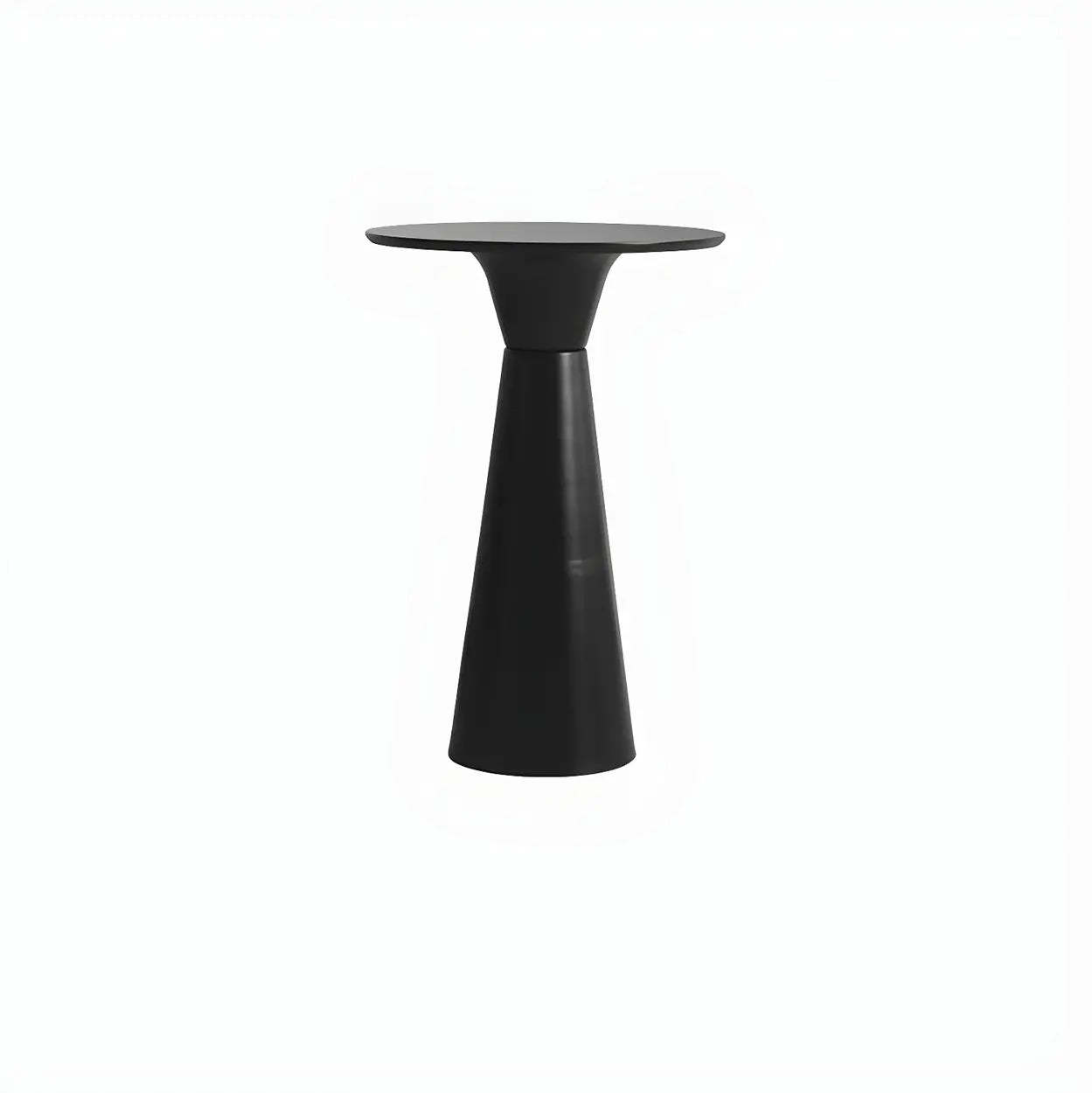 Minimalist Modern Round Wood Pedestal Bar Table for Two — Without Chairs / White