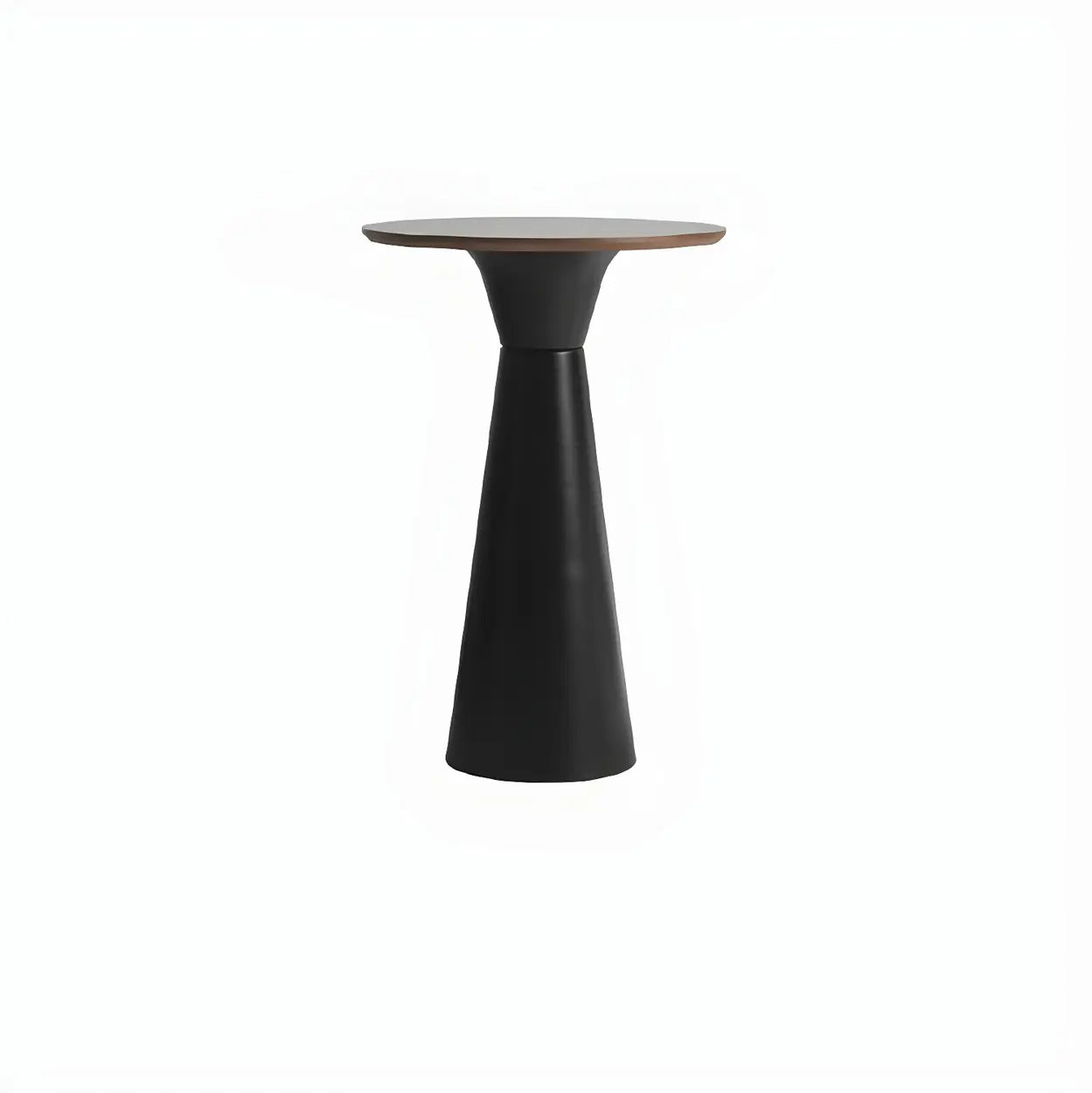 Minimalist Modern Round Wood Pedestal Bar Table for Two — Without Chairs / Black