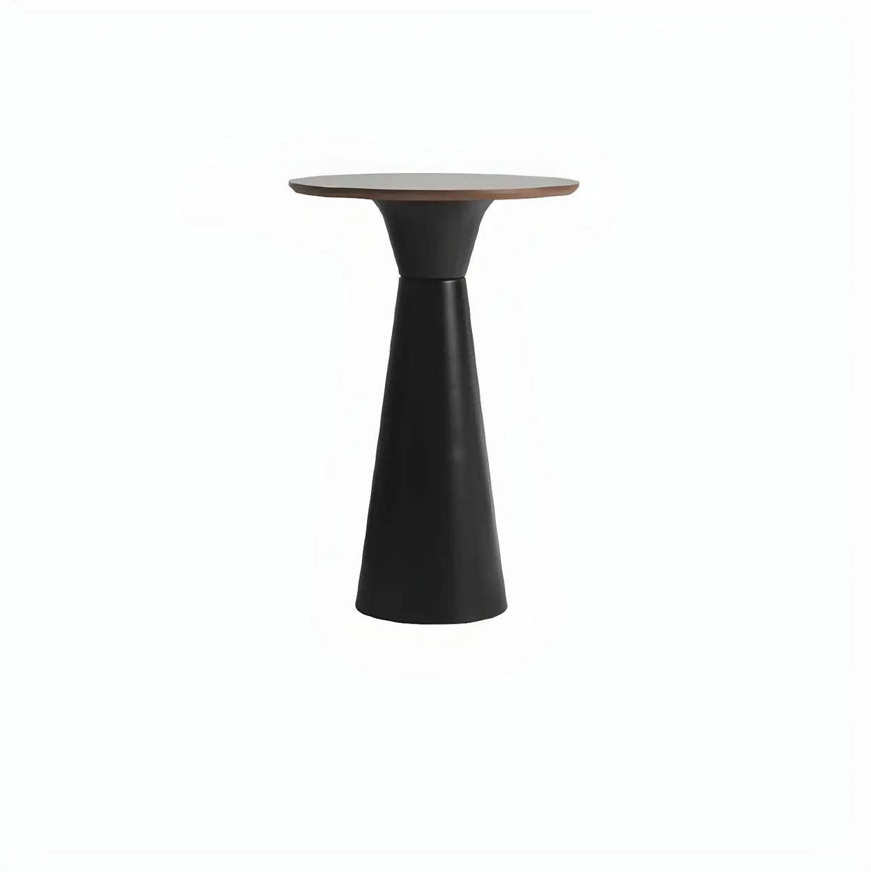 Minimalist Modern Round Wood Pedestal Bar Table for Two — Without Chairs / Black