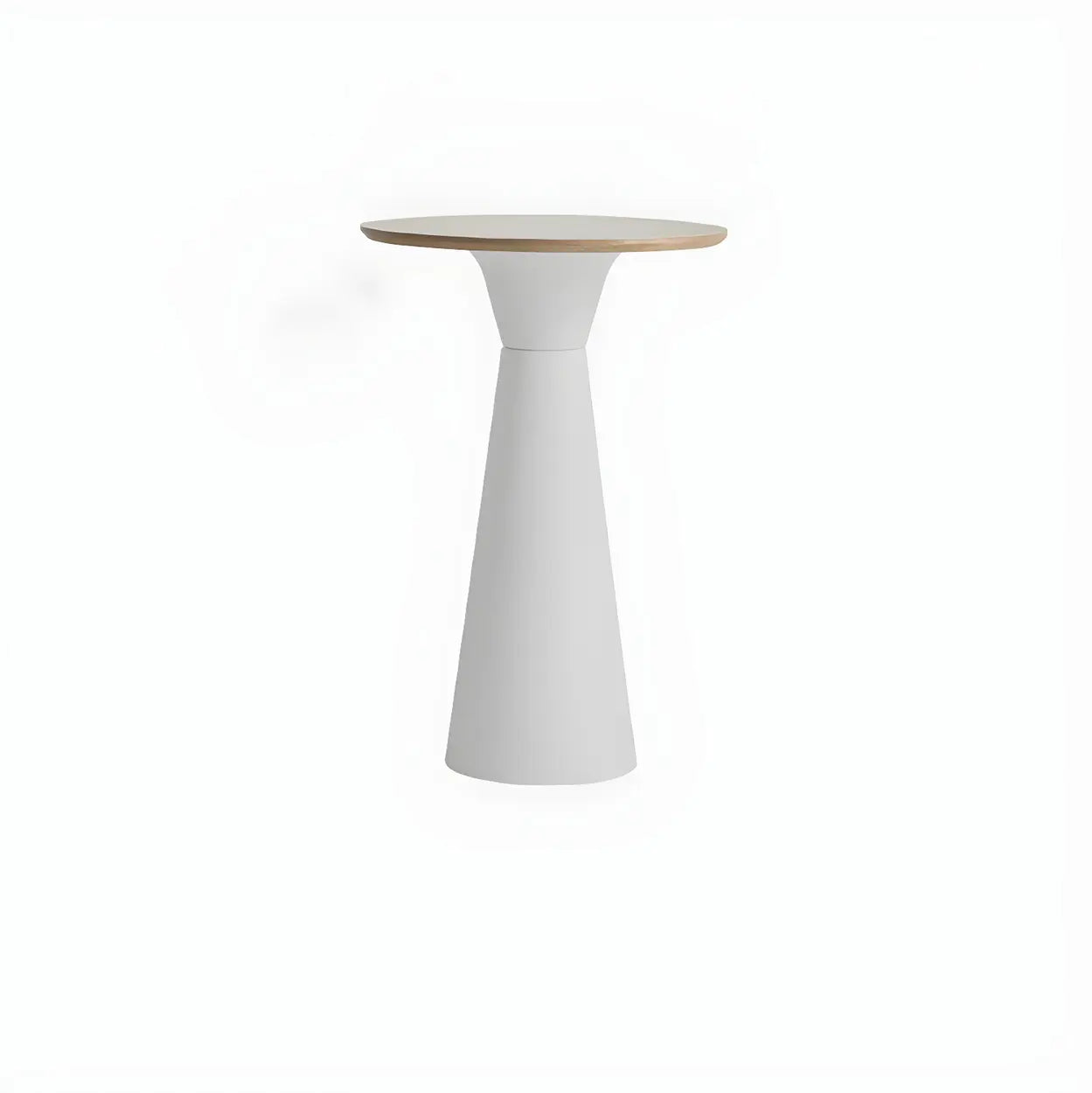 Minimalist Modern Round Wood Pedestal Bar Table for Two — Without Chairs / White