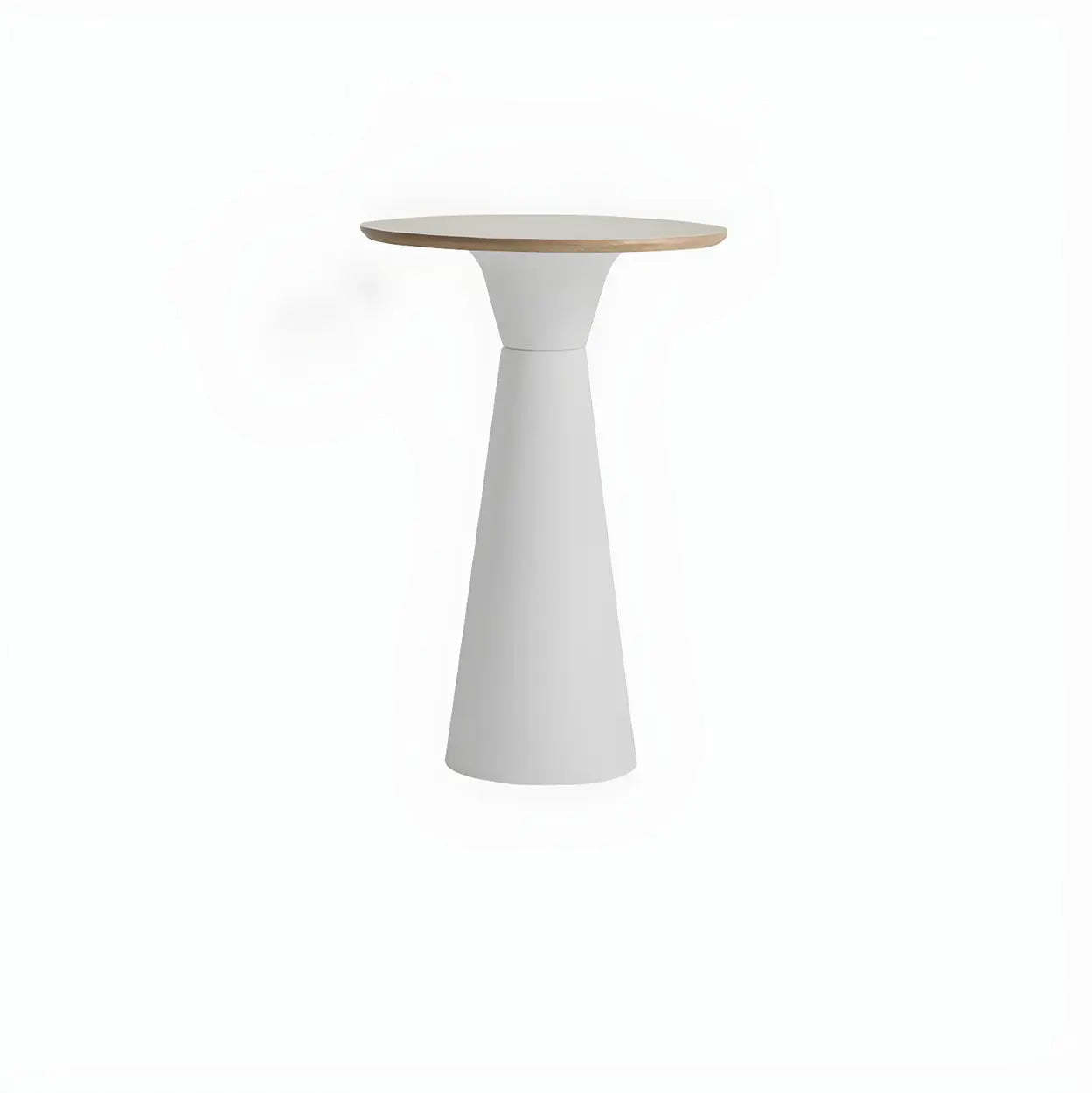 Minimalist Modern Round Wood Pedestal Bar Table for Two — Without Chairs / White