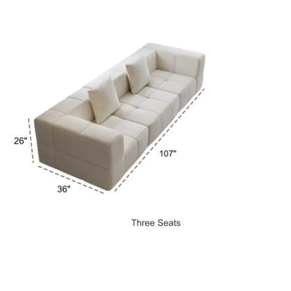 Minimalist White Cotton-Linen Modular Sofa