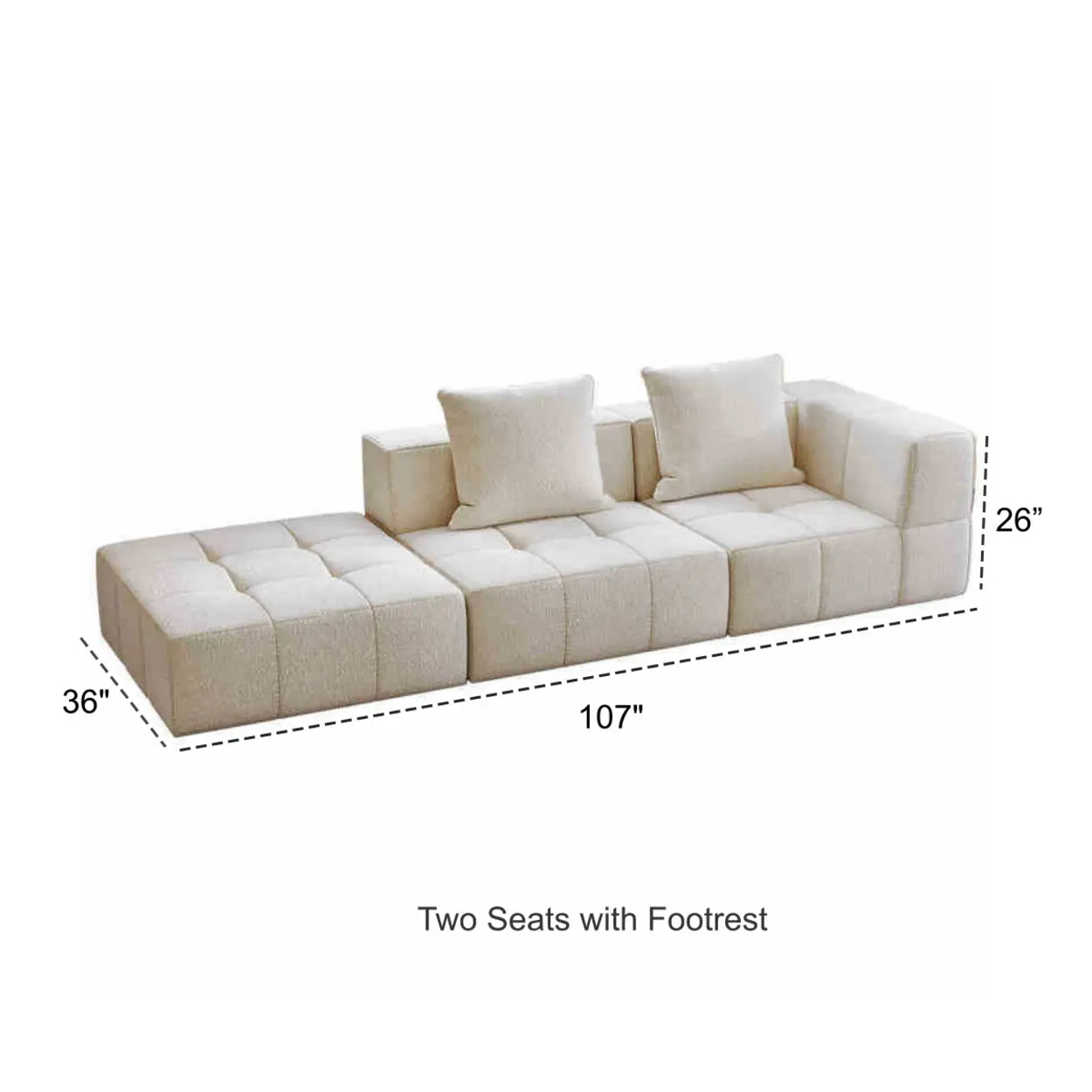 Minimalist White Cotton-Linen Modular Sofa