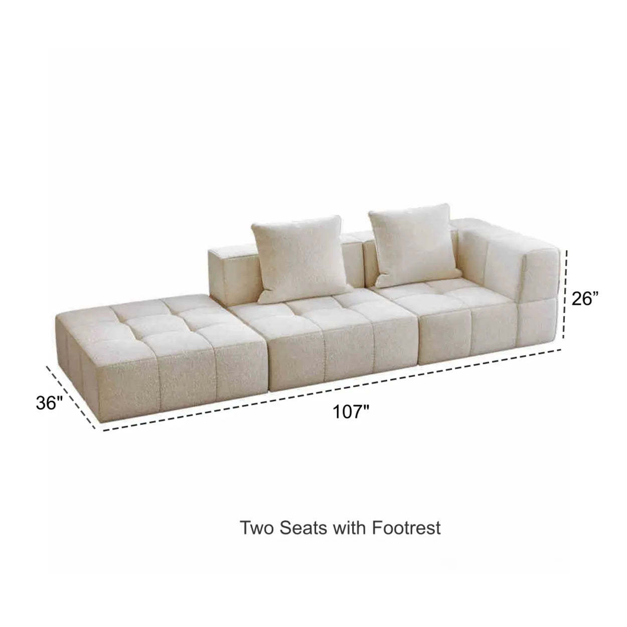 Minimalist White Cotton-Linen Modular Sofa