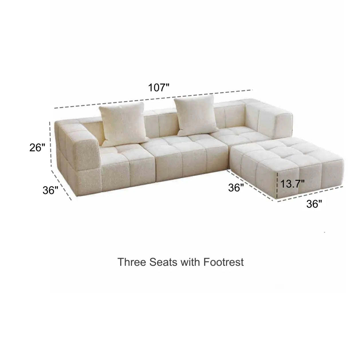 Minimalist White Cotton-Linen Modular Sofa
