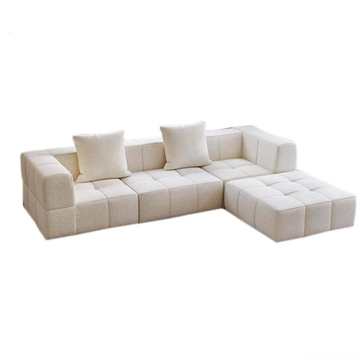 Minimalist White Cotton-Linen Modular Sofa