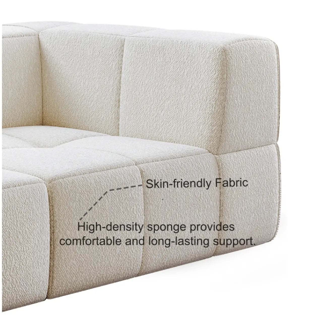 Minimalist White Cotton-Linen Modular Sofa