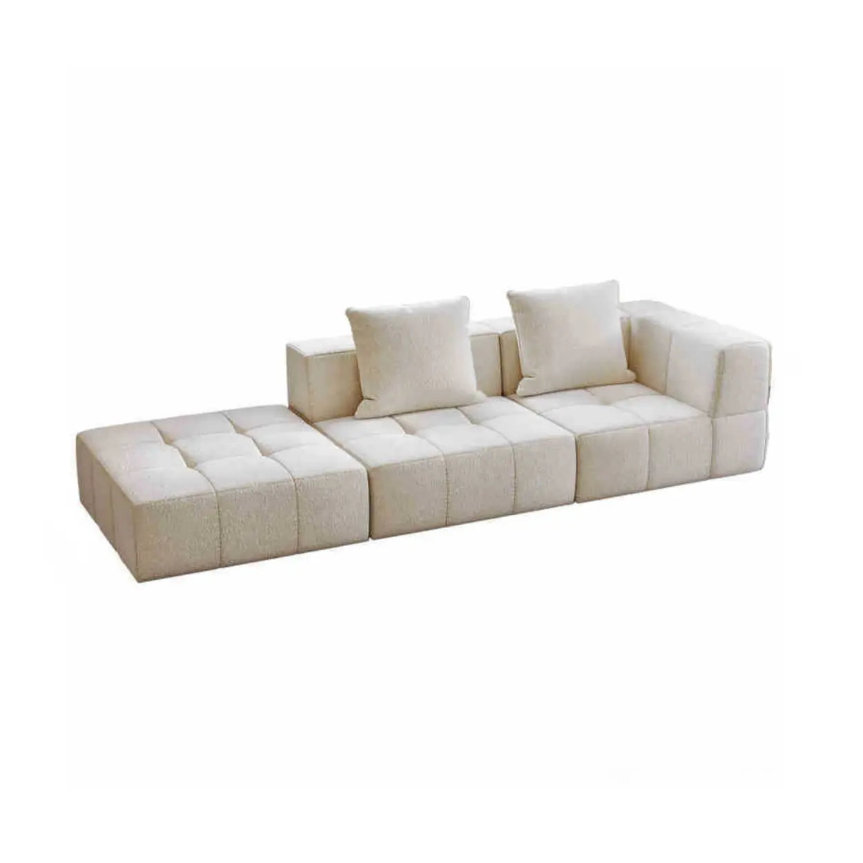 Minimalist White Cotton-Linen Modular Sofa