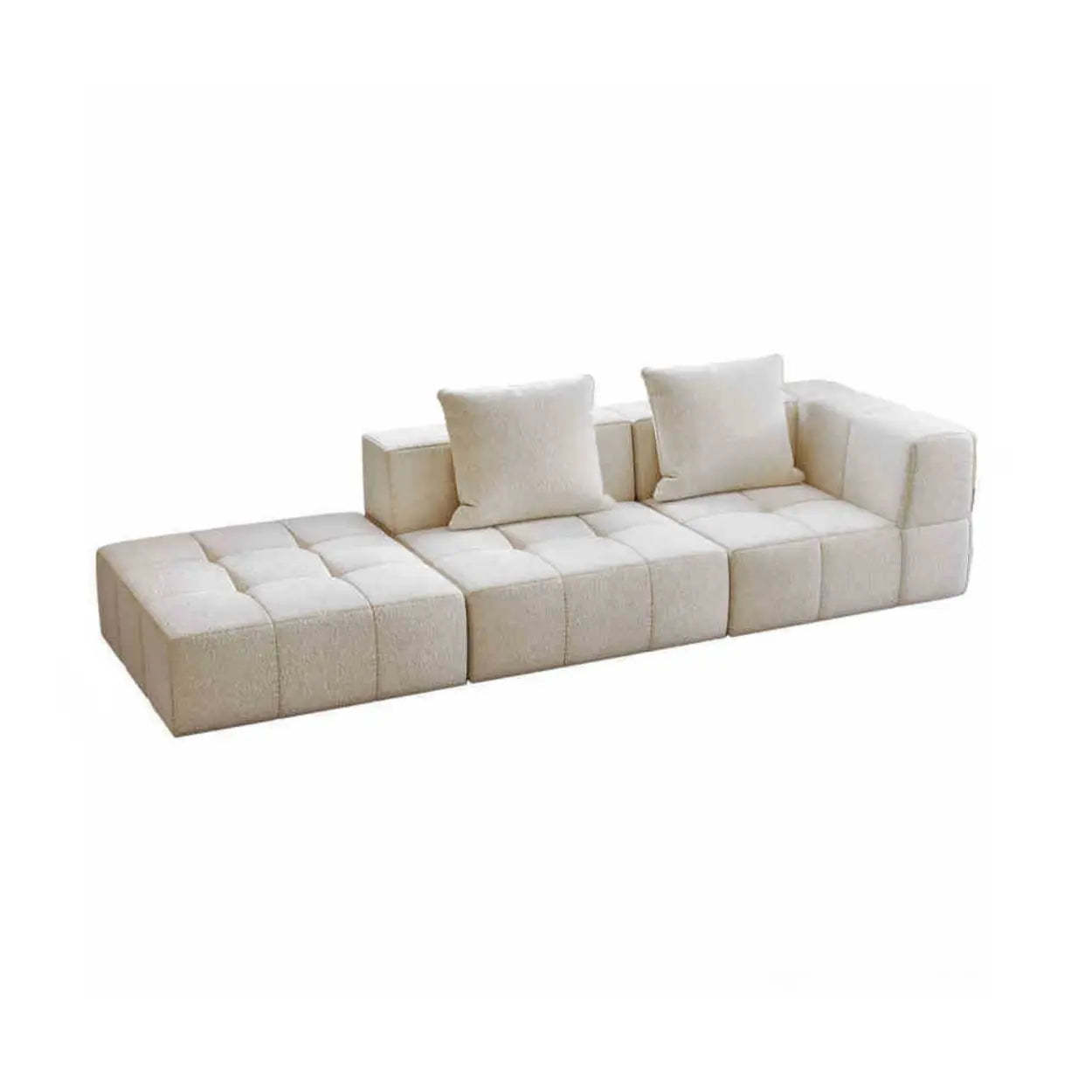 Minimalist White Cotton-Linen Modular Sofa