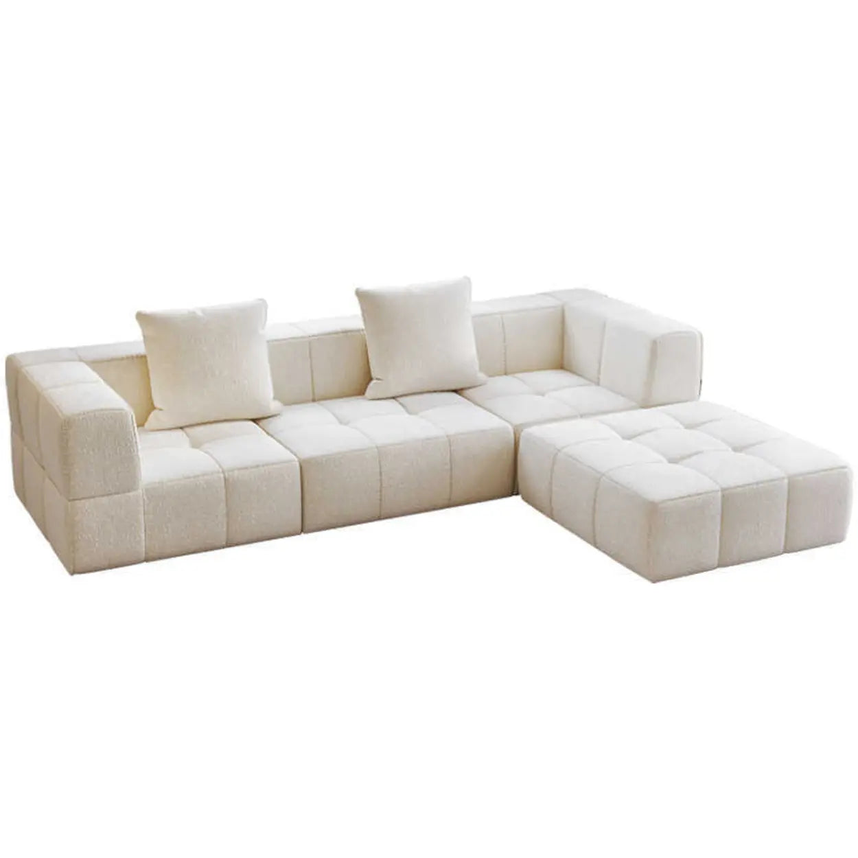 Minimalist White Cotton-Linen Modular Sofa
