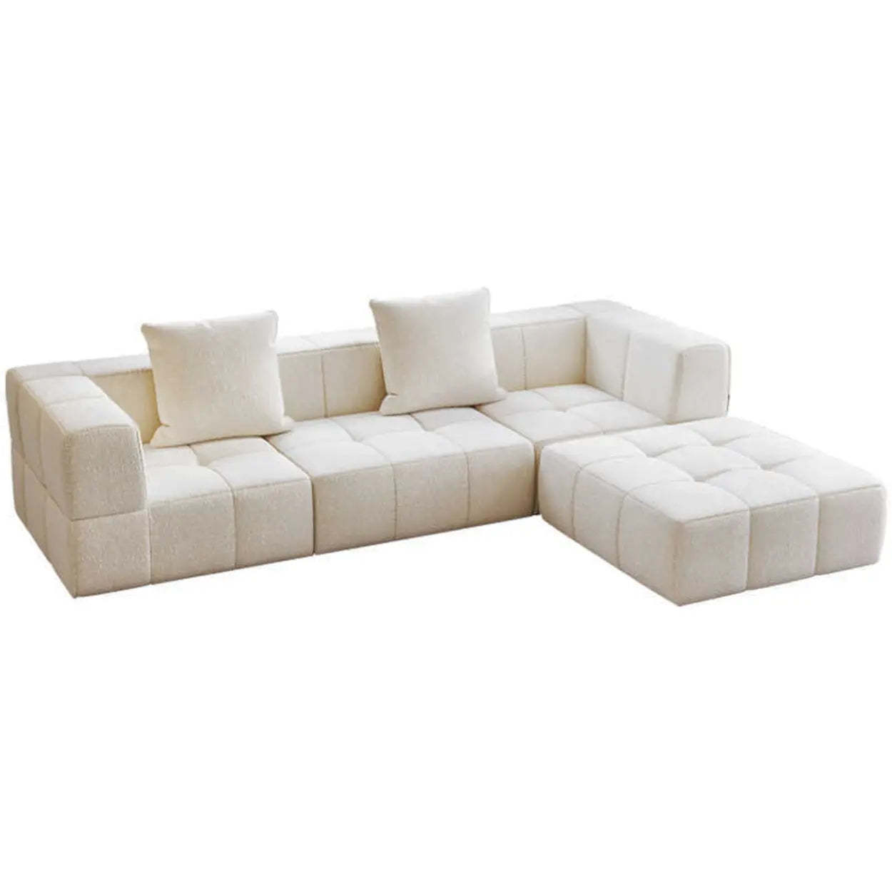 Minimalist White Cotton-Linen Modular Sofa