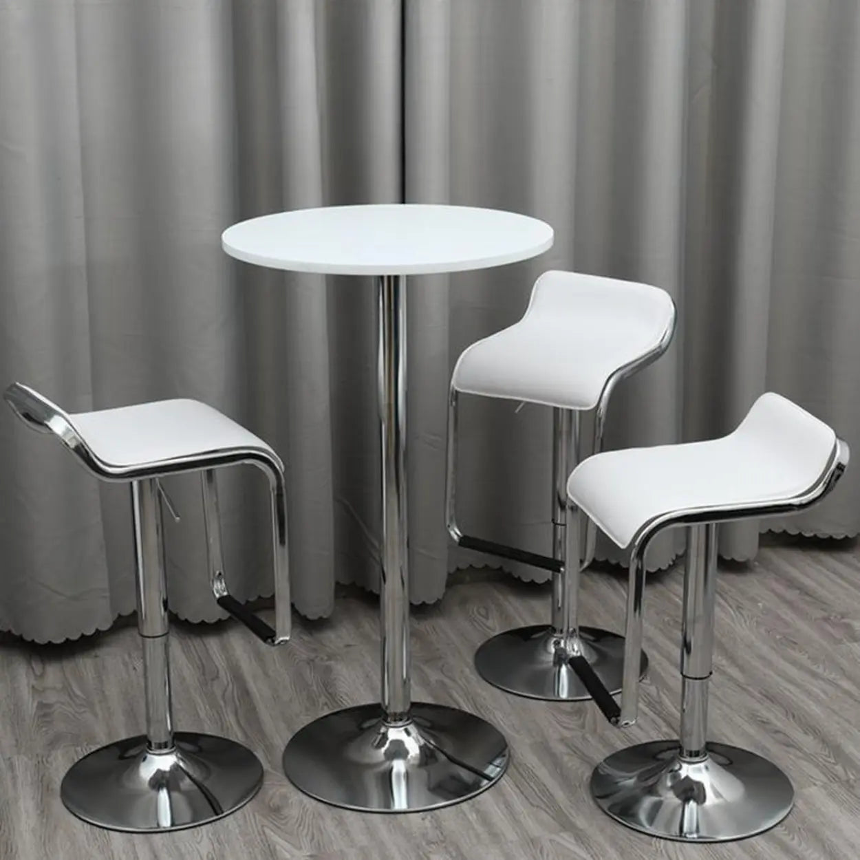 Minimalist White Small Round Metal Bar Table