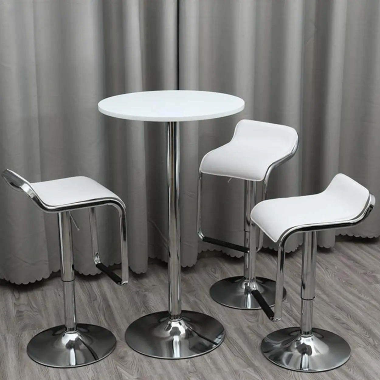 Minimalist White Small Round Metal Bar Table — Black / Table Only
