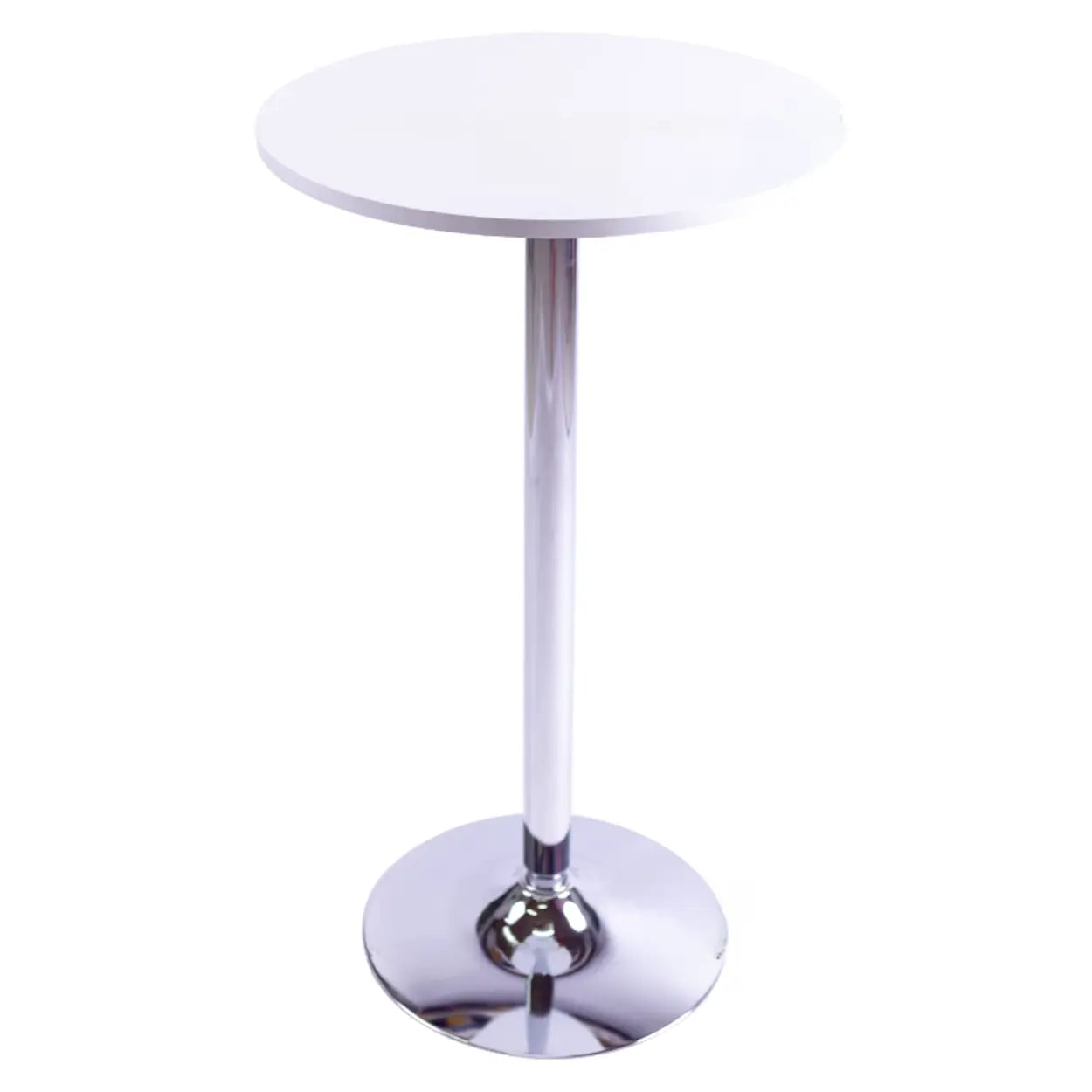 Minimalist White Small Round Metal Bar Table — Black/Silver / Table Only