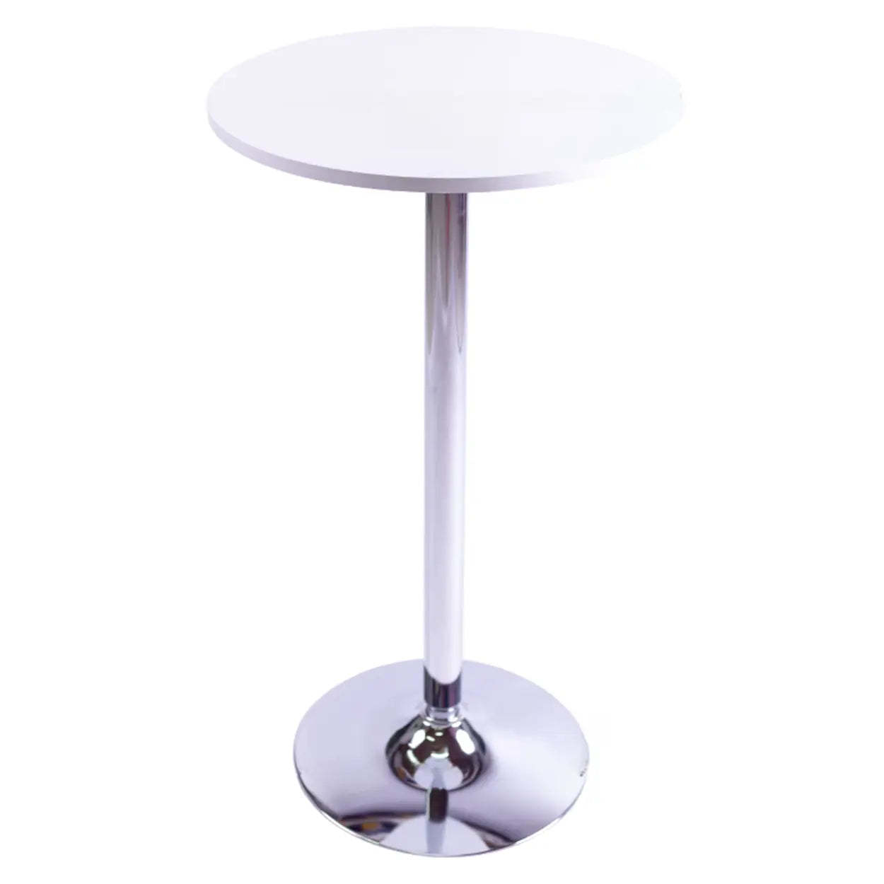 Minimalist White Small Round Metal Bar Table — Black/Silver / Table Only