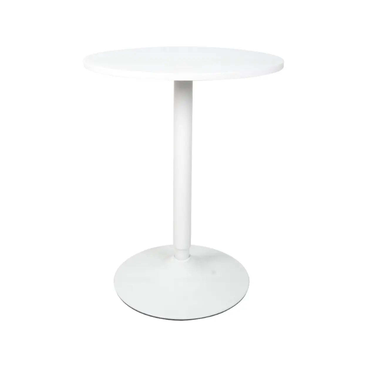 Minimalist White Small Round Metal Bar Table — Black/Silver / Table Only