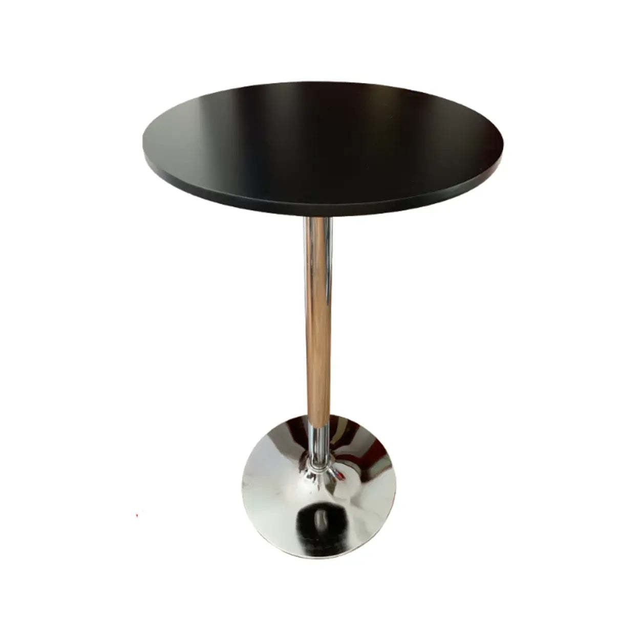 Minimalist White Small Round Metal Bar Table — White/Silver / Table Only