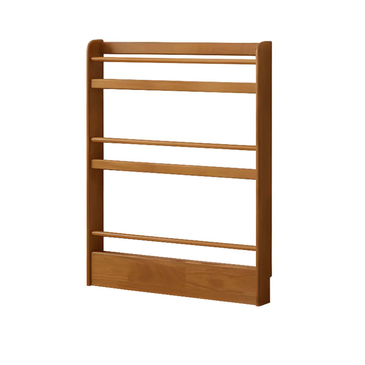 Minimalist Wooden Vertical Kids Bookshelf — Nut/Brown