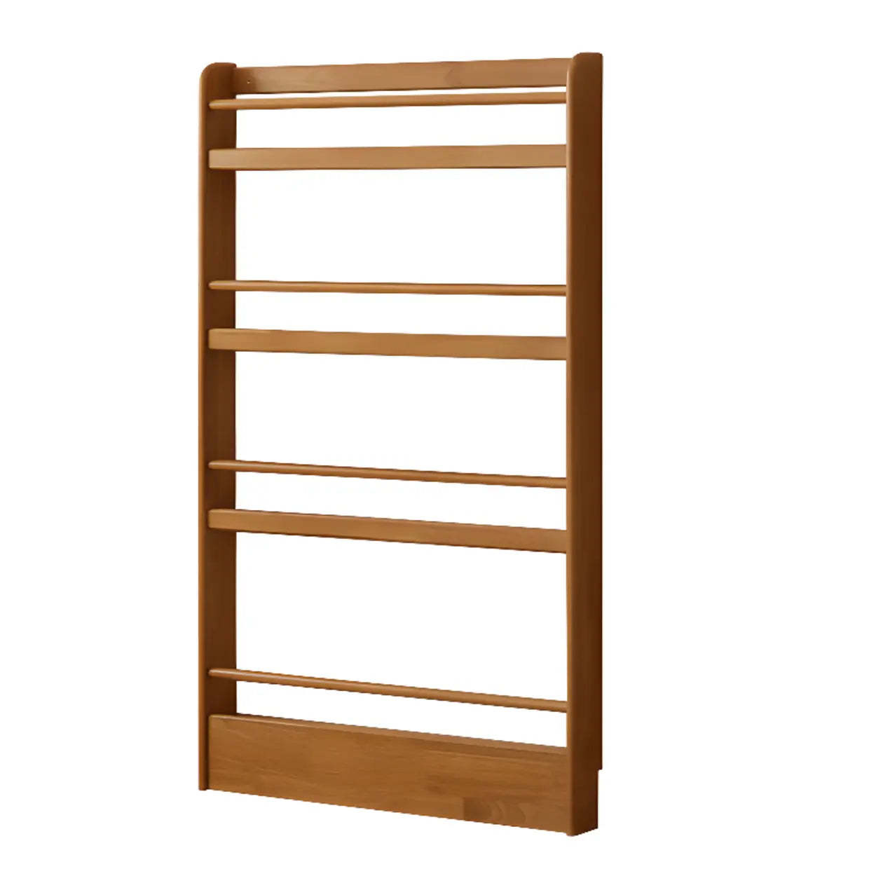 Minimalist Wooden Vertical Kids Bookshelf — Cherry