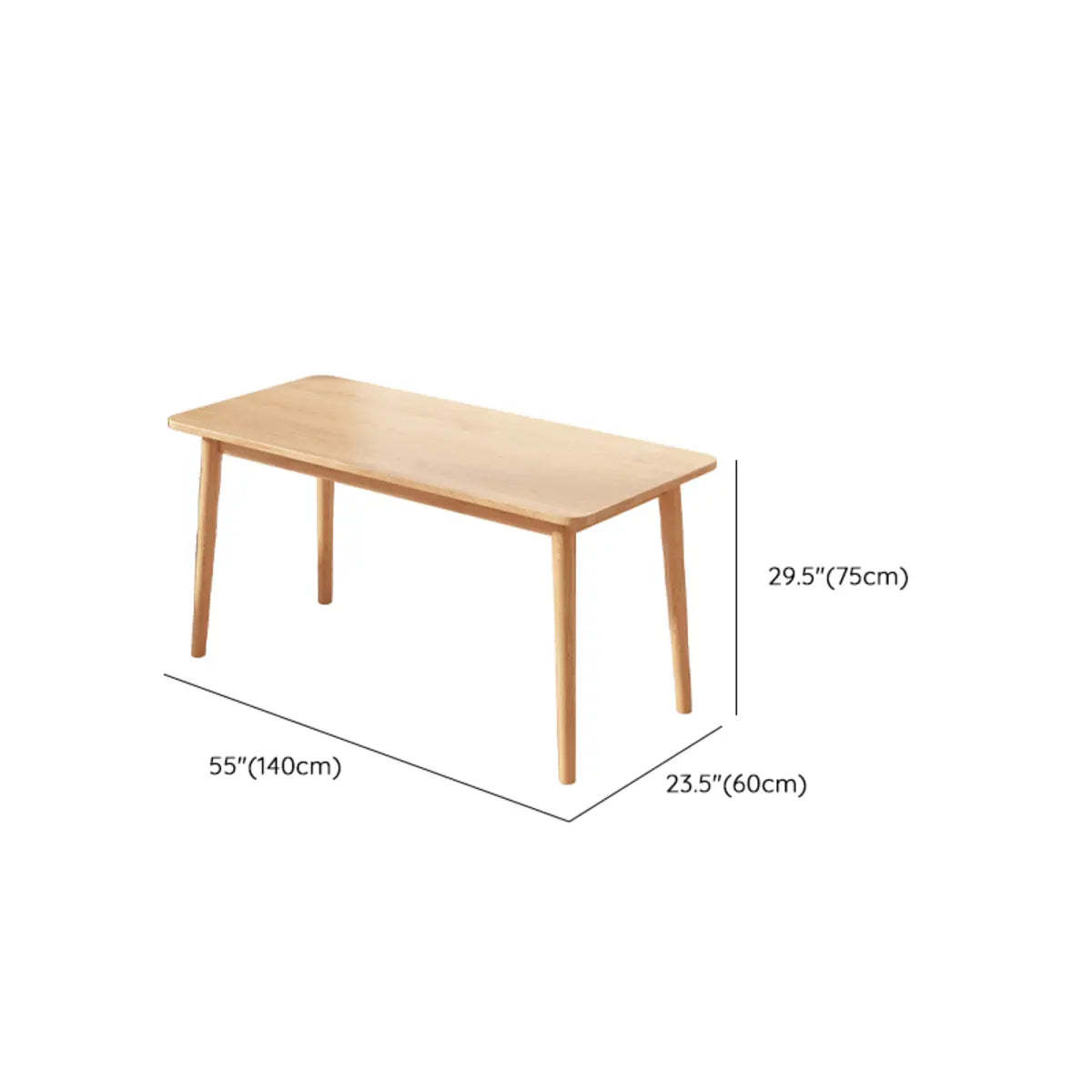Minimalist Natural Wood Computer Desk with Drawers — 1 / Without Chairs