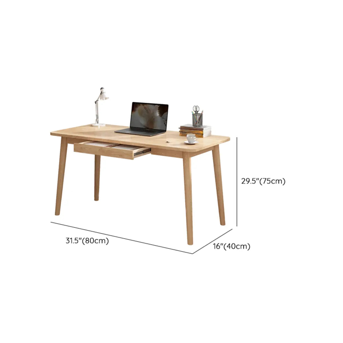 Minimalist Natural Wood Computer Desk with Drawers
