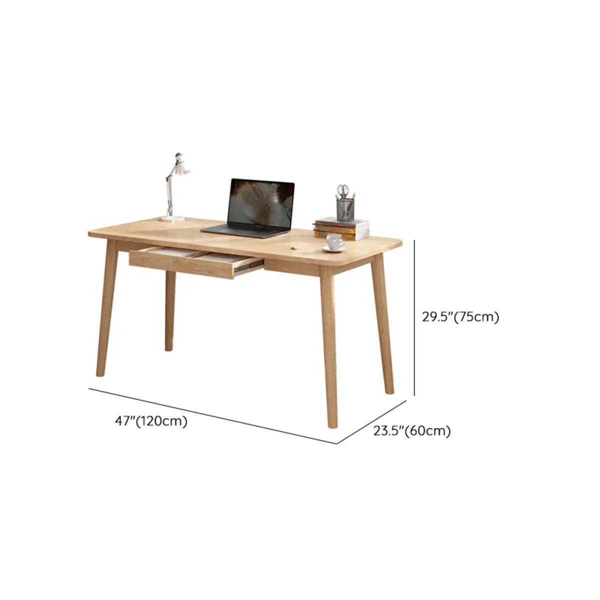Minimalist Natural Wood Computer Desk with Drawers