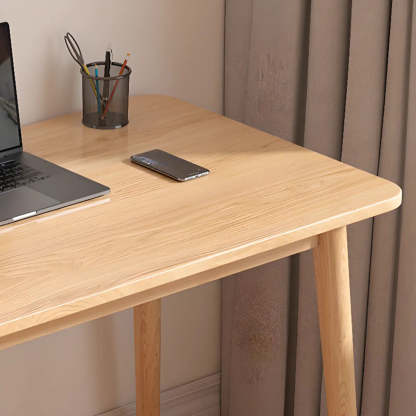 Minimalist Natural Wood Computer Desk with Drawers — Drawer Not Included / Without Chairs