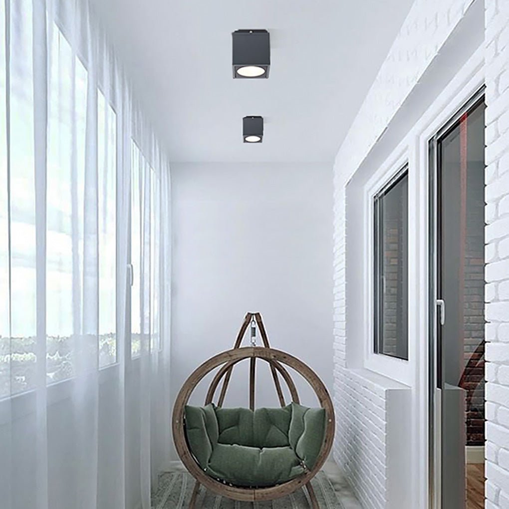 Gray industrial downlight square flush mount lighting