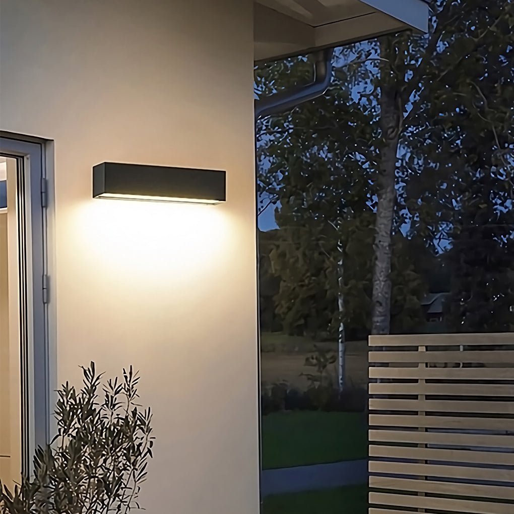 Matte Black Wall Mounted Rectangle Porch LED Lights Outdoor Wall Light-Lighom