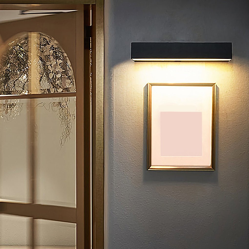 Matte Black Wall Mounted Rectangle Porch LED Lights Outdoor Wall Light-Lighom