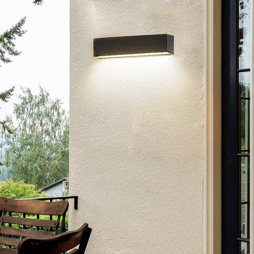 Matte Black Wall Mounted Rectangle Porch LED Lights Outdoor Wall Light-Lighom