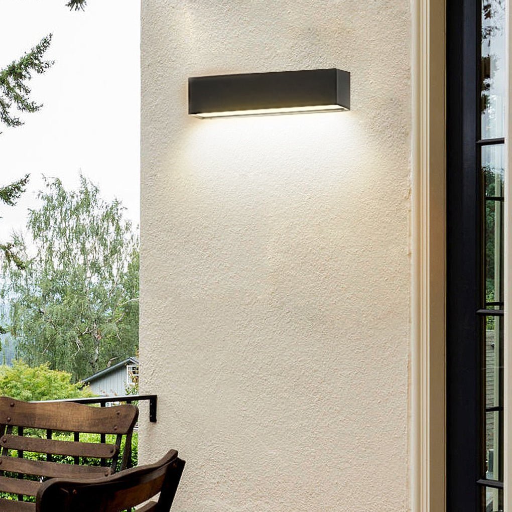 Matte Black Wall Mounted Rectangle Porch LED Lights Outdoor Wall Light-Lighom