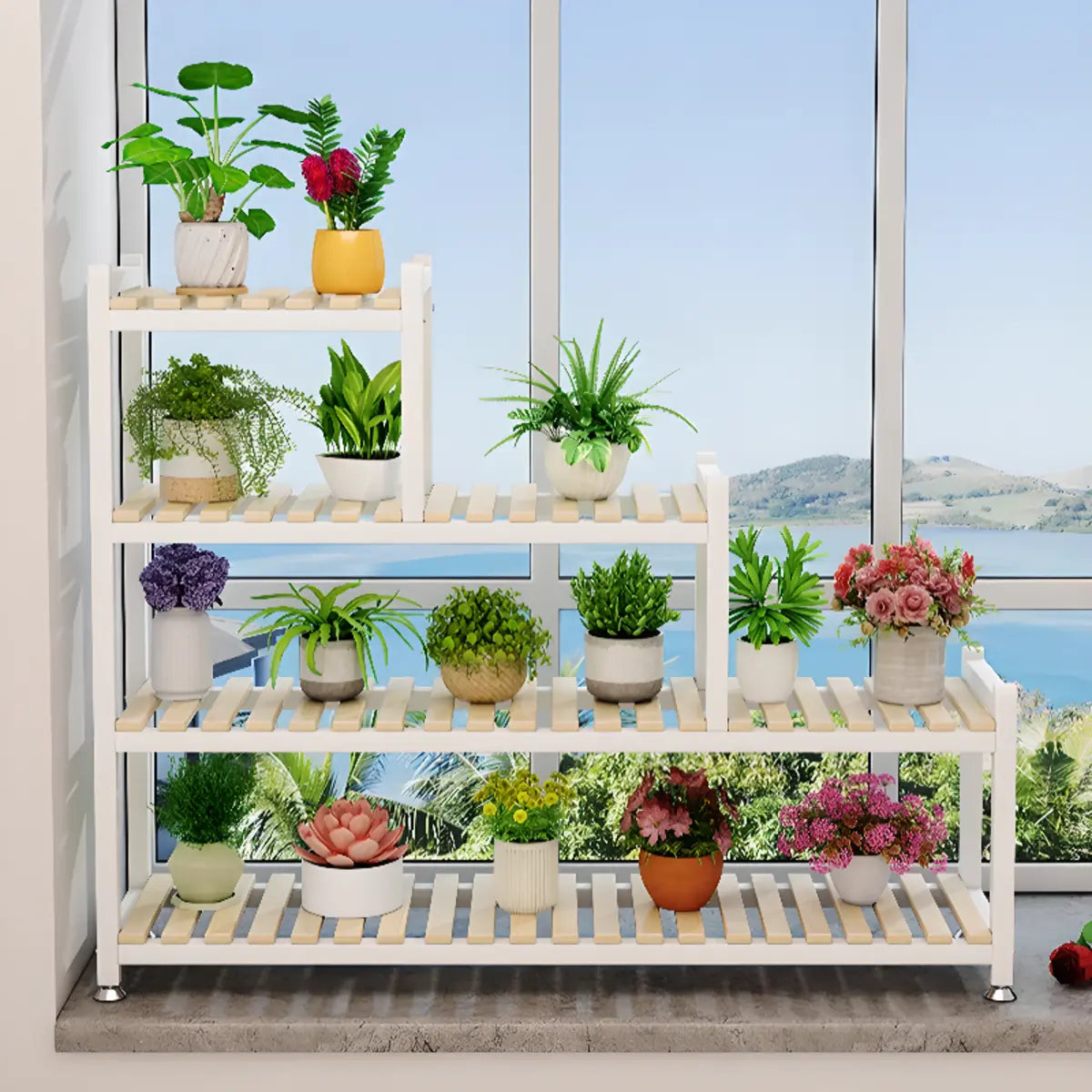Minimalist White Wood Crate Rectangle Plant Stand