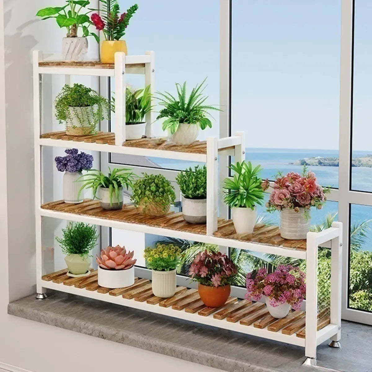 Minimalist White Wood Crate Rectangle Plant Stand