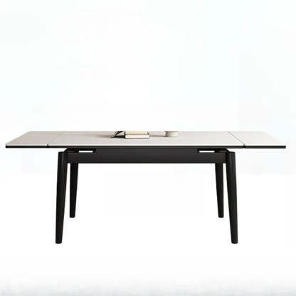 Minimalist Rectangular Extendable White Stone Dining Table