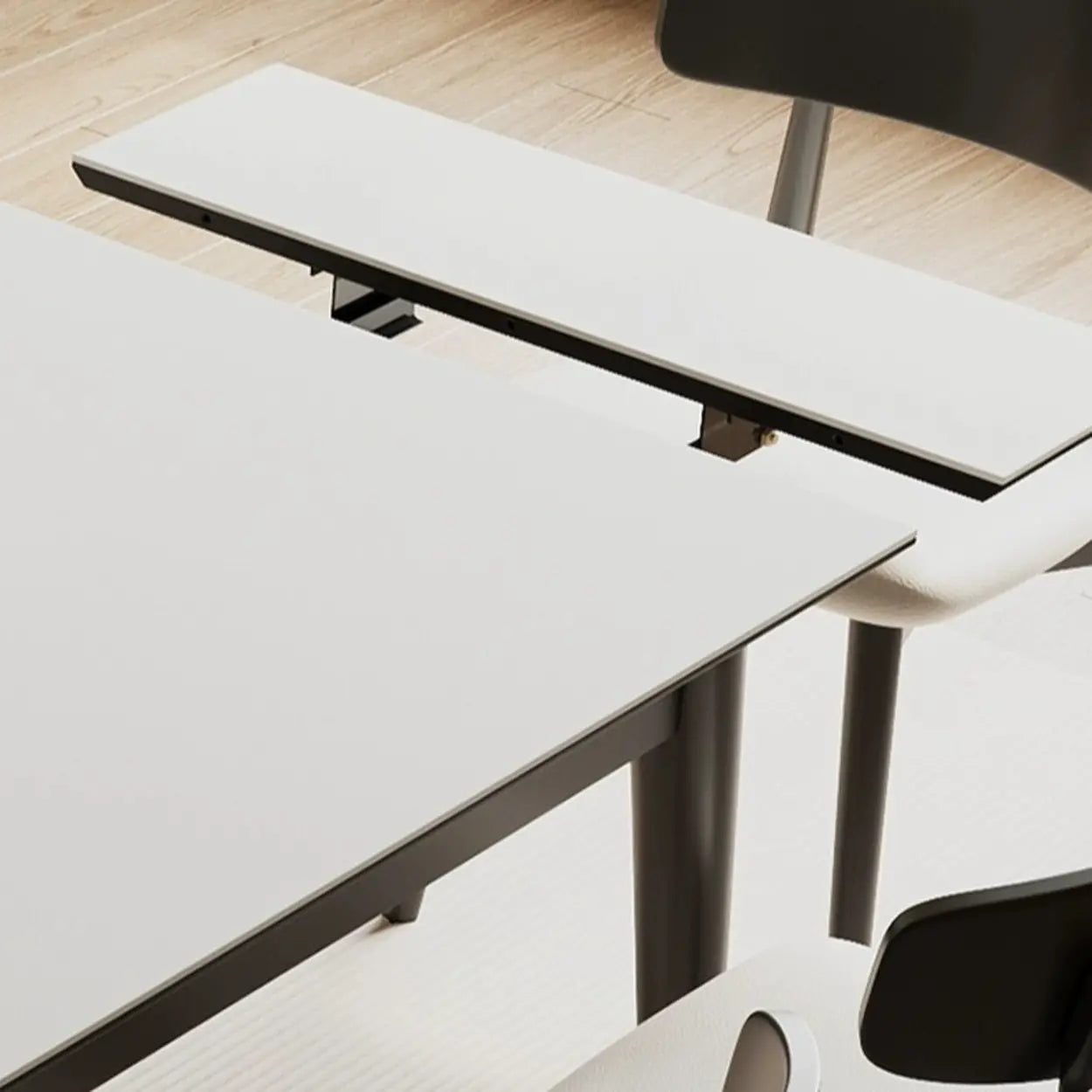 Minimalist Rectangular Extendable White Stone Dining Table