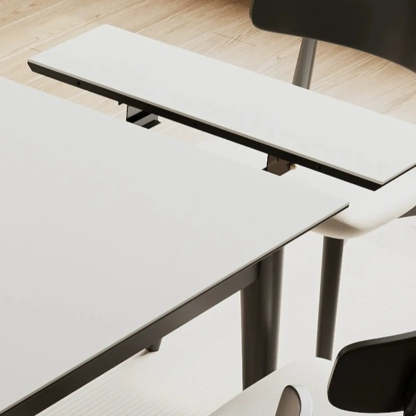 Minimalist Rectangular Extendable White Stone Dining Table