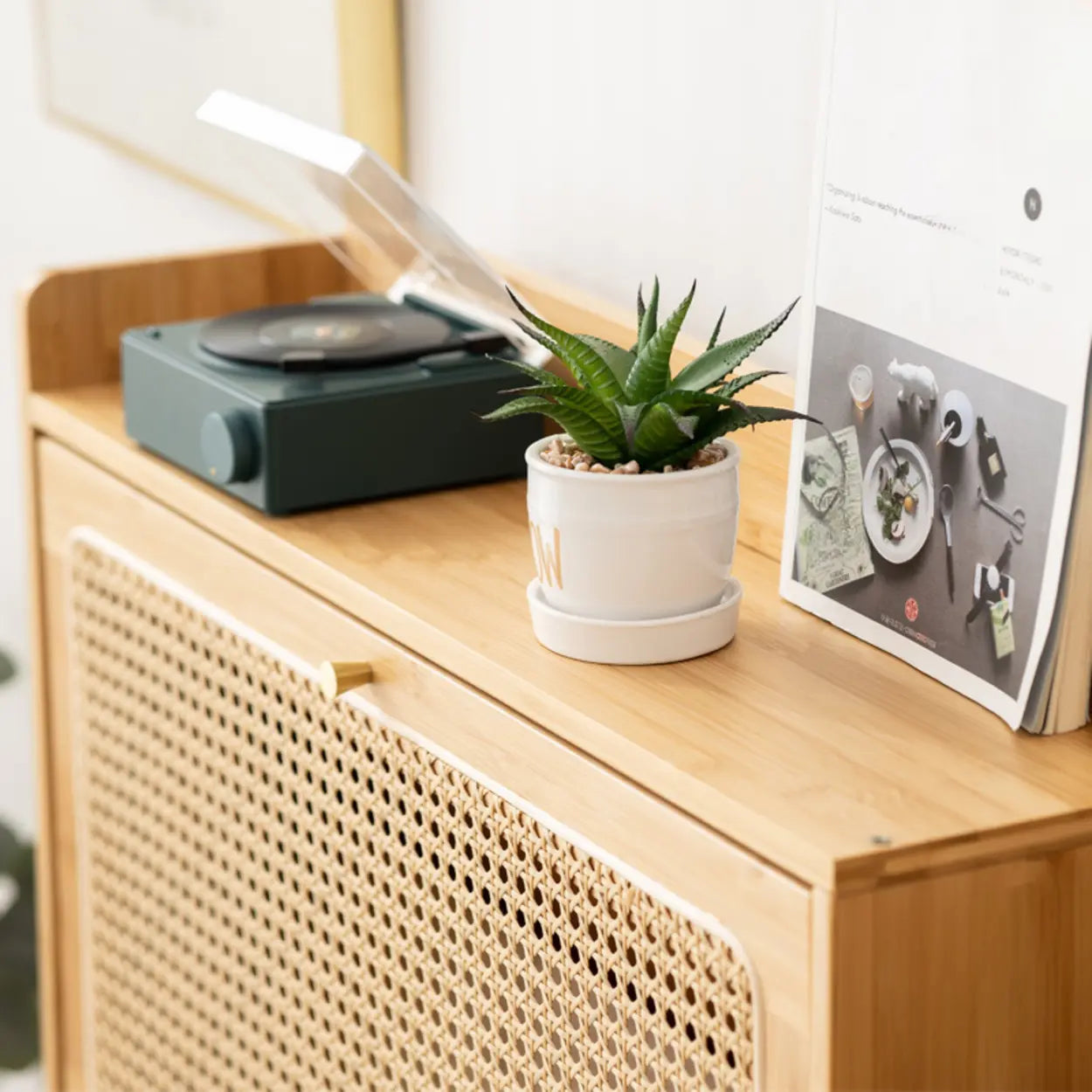 Minimalist Natural Wood Entryway Shoe Cabinet