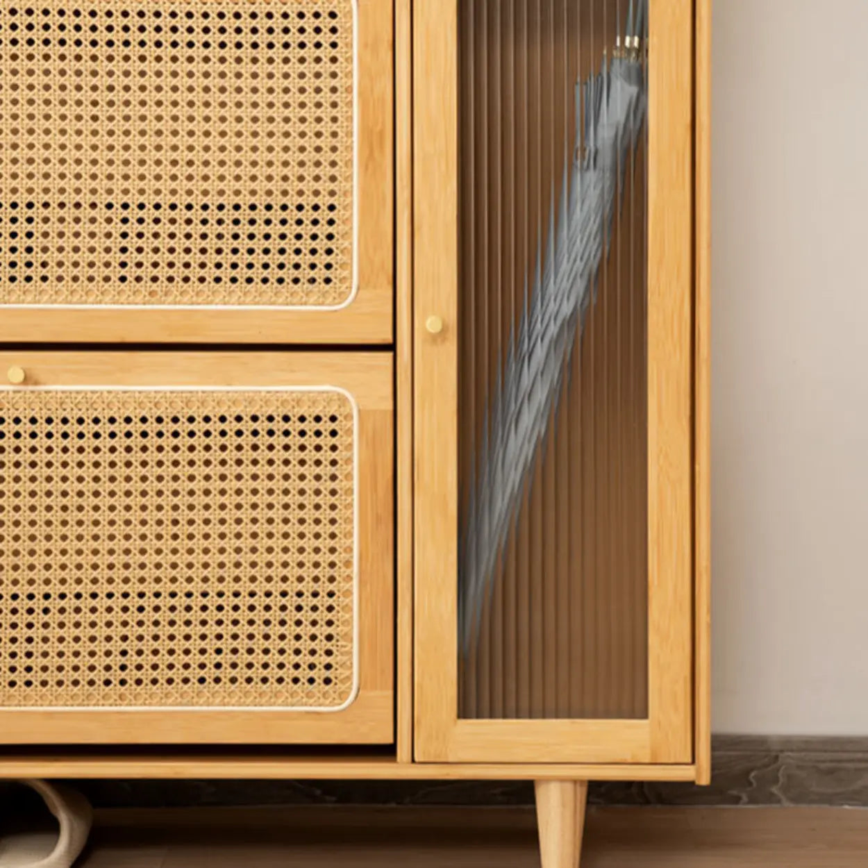 Minimalist Natural Wood Entryway Shoe Cabinet
