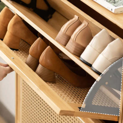 Minimalist Natural Wood Entryway Shoe Cabinet