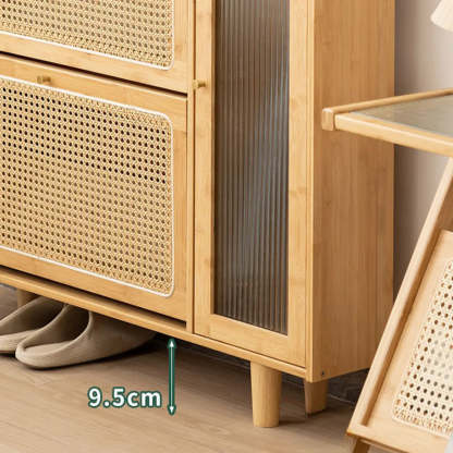 Minimalist Natural Wood Entryway Shoe Cabinet