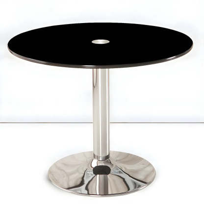 Round Glass Scratch-Resistant Dining Table — Black / Table Only