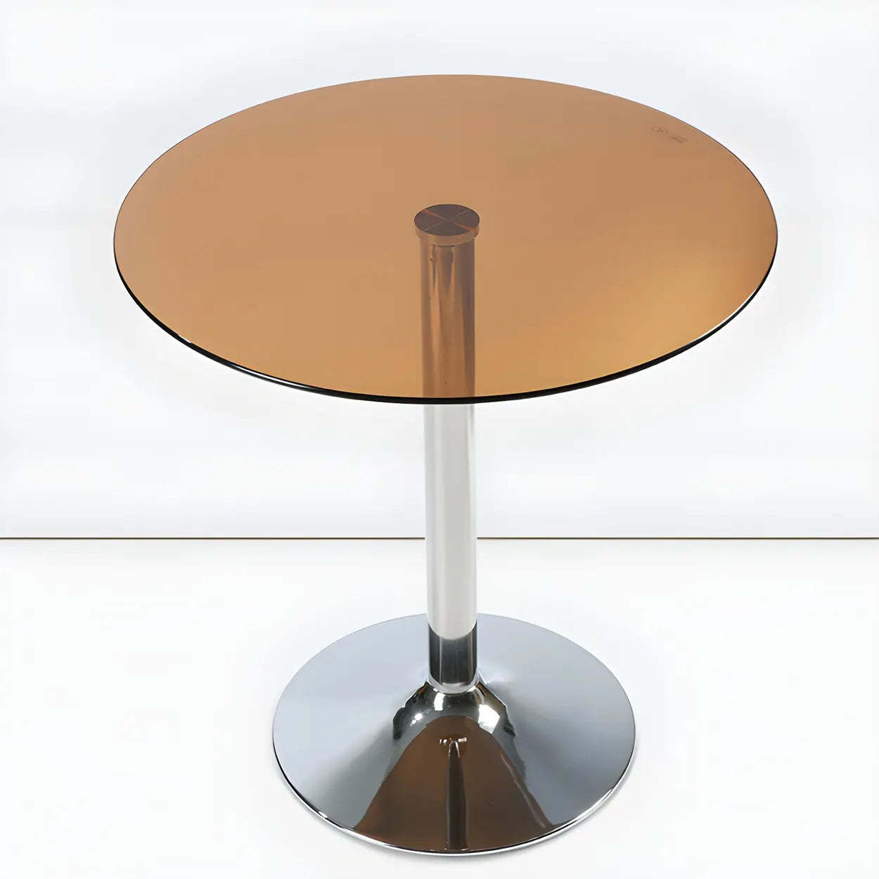 Modern scratch-resistant round black glass steel dining tables, Lighom
