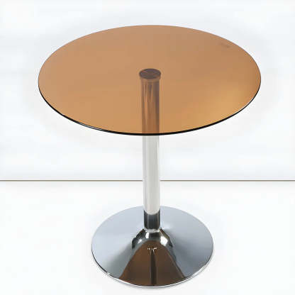 Modern scratch-resistant round black glass steel dining tables, Lighom