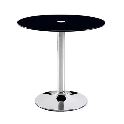 Black glass scratch-resistant round dining tables - modern — 23.6"L x 23.6"W x 29.5"H / Brown